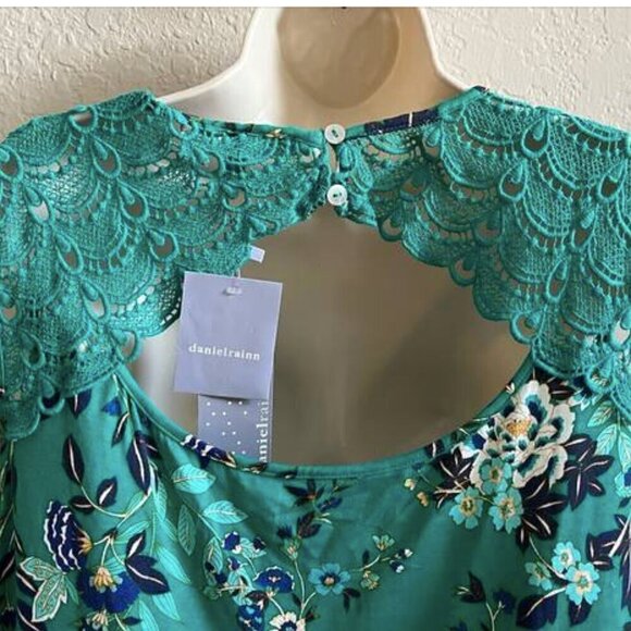 Daniel Rainn Sleeveless Fantine‎ Crochet lace green floral cutout tunic,   NWT - Picture 10 of 11